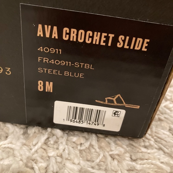 NWT Frye Ava Crochet Slides - Steel Blue 8M - Picture 6 of 8
